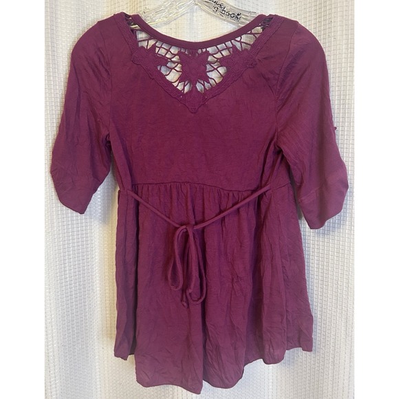 VTG Y2K Self Esteem Purple Babydoll Top Blouse Women's Size Small Whimsy 00s - Picture 2 of 6
